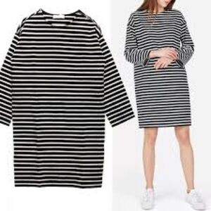 Everlane Black and White Long Sleeve Dress